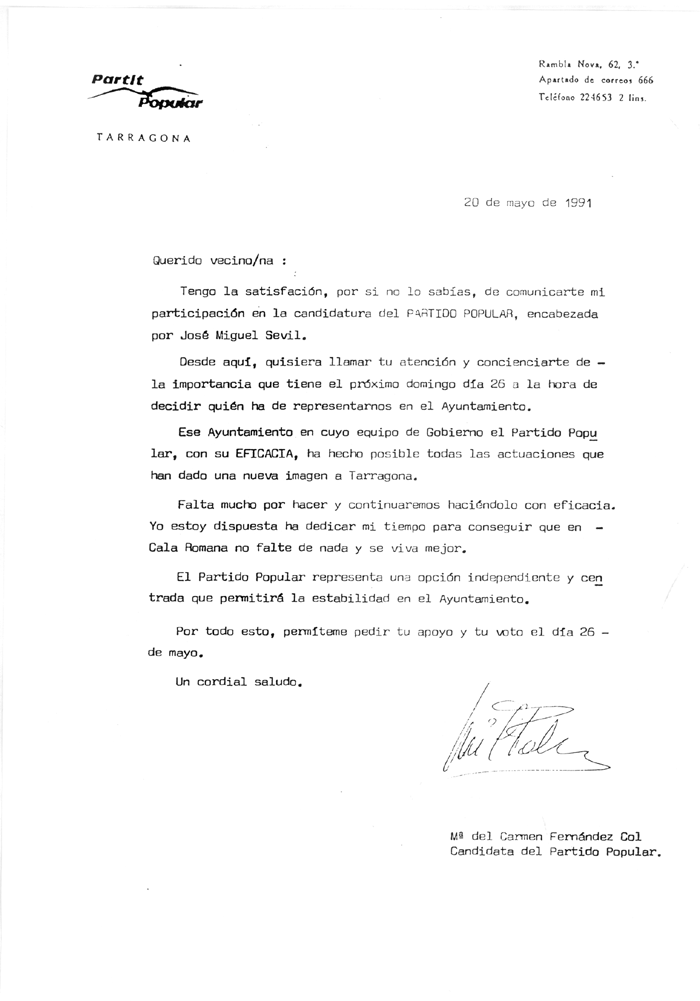 20 de mayo de 1991 : querido vecino/na :... [...]