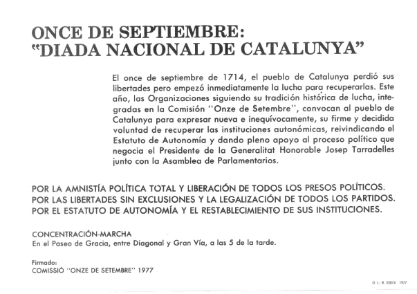 Once de septiembre: "diada nacional de Catalunya"