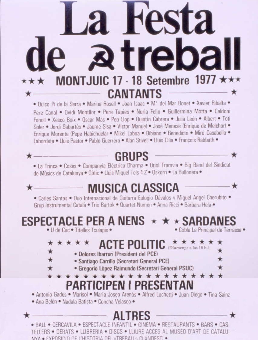La festa de treball : Montjuic 17-18 setembre 1977