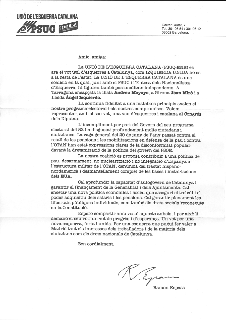 Amic, amiga: la Unió d'Esquerra Catalana...[...]