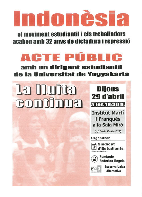 Indonèsia el moviment estudiantil i els treballadors acaben amb 32 anys de dictadura i repressió... [...]