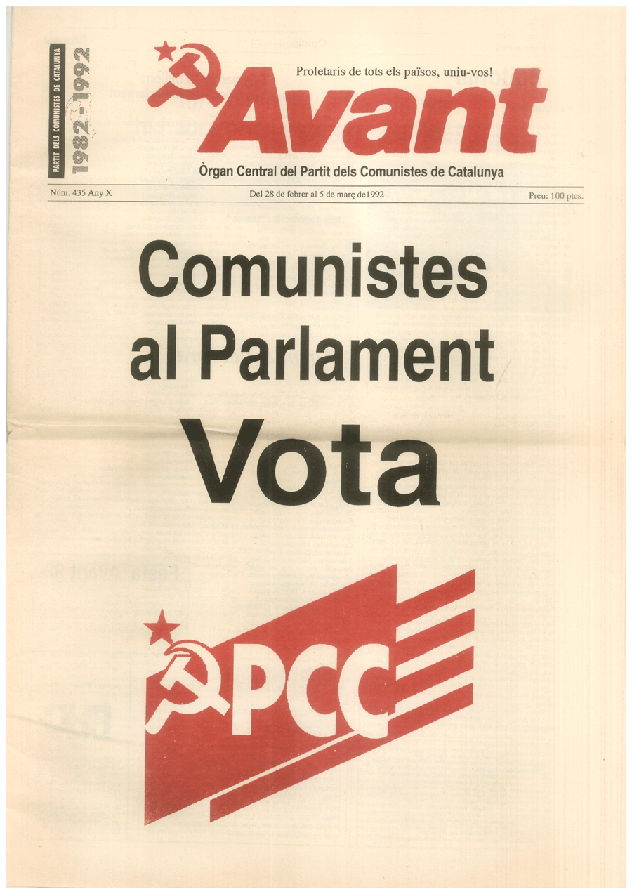 Comunistes al Parlament : vota PCC