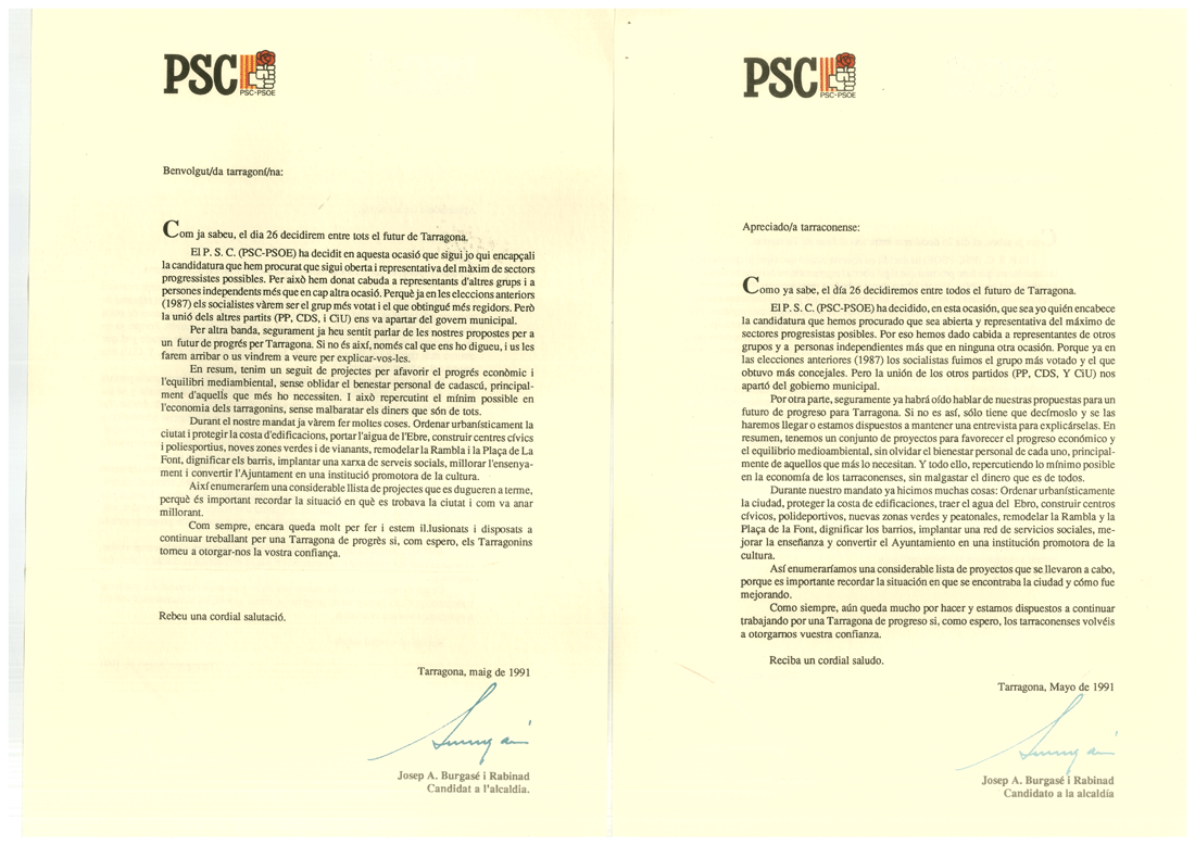 Benvolgut/da tarragoní/na: = apreciado/a tarraconense:... [...]