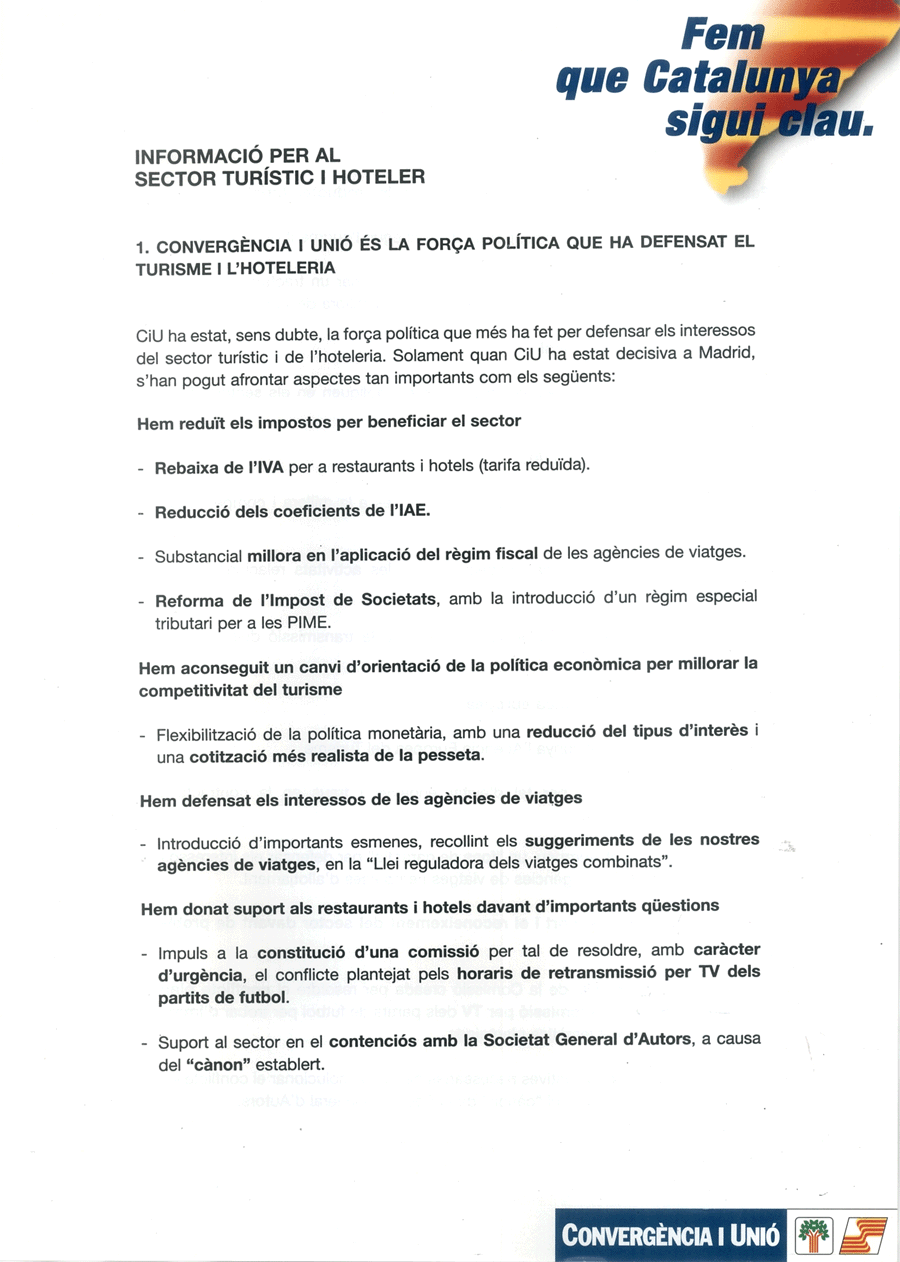 Informació per al sector turístic i hoteler
