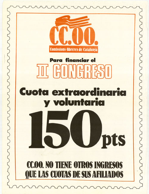 Para financiar el II congreso : cuota extraordinaria y voluntaria 150 pts