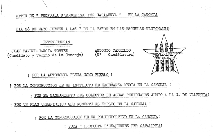 Mitin de "Proposta d'Esquerres per Catalunya" en la Canonja