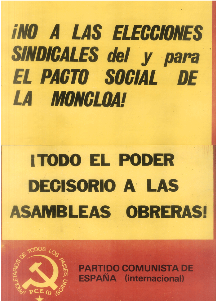 ¡No a las elecciones sindicales del y para el Pacto social de la Moncloa!