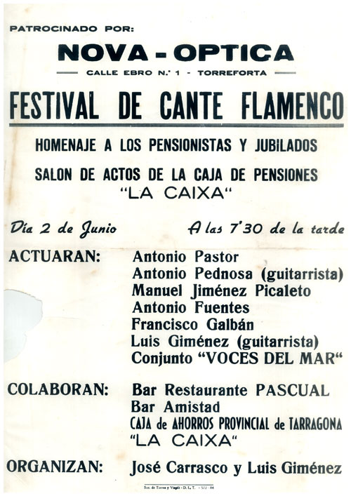 Festival de cante flamenco : homenaje a los pensionistas y jubilados
