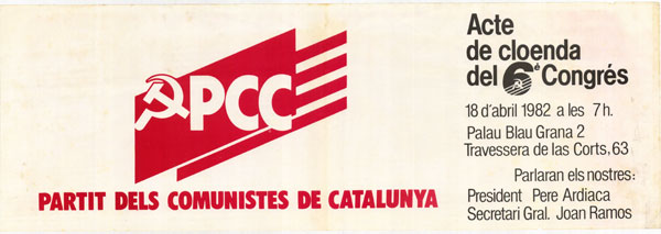 Acte de cloenda del 6è congrés 18 d'abril 1982 a les 7 h.