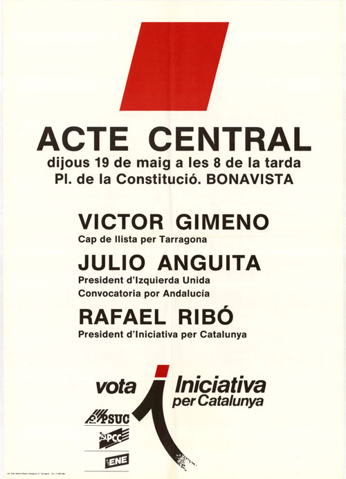 Acte central : dijous 19 de maig a les 8 de la tarda Pl. de la Constitució. Bonavista : Victor Gimeno... [...]