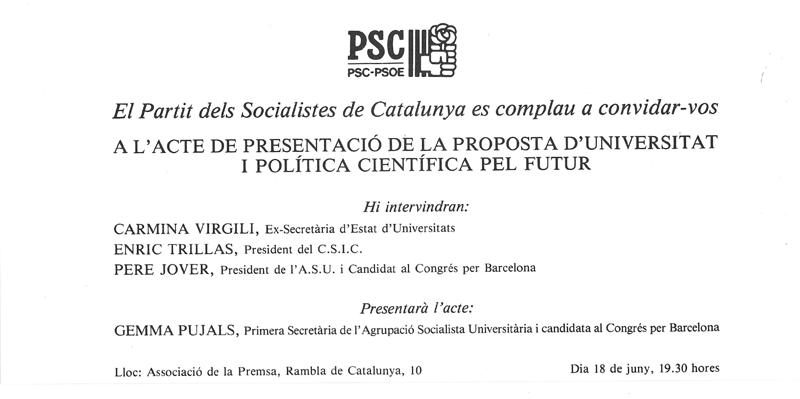 El Partit dels Socialistes de Catalunya es complau a convidar-vos a l'acte de presentació... [...]