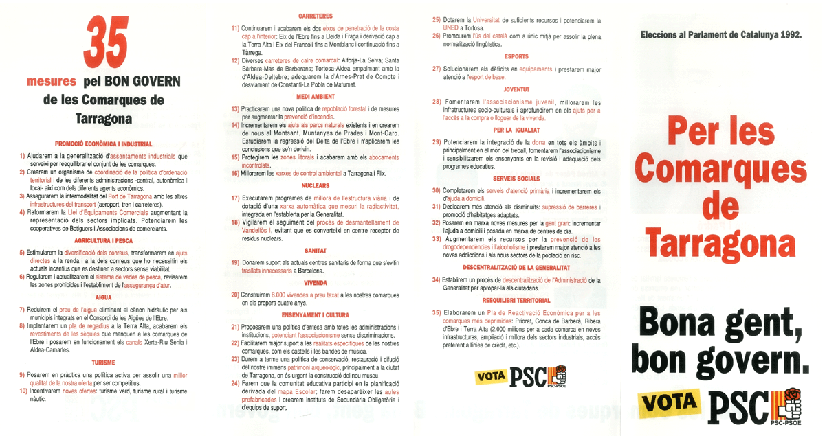Per les Comarques de Tarragona : bona gent, bon govern