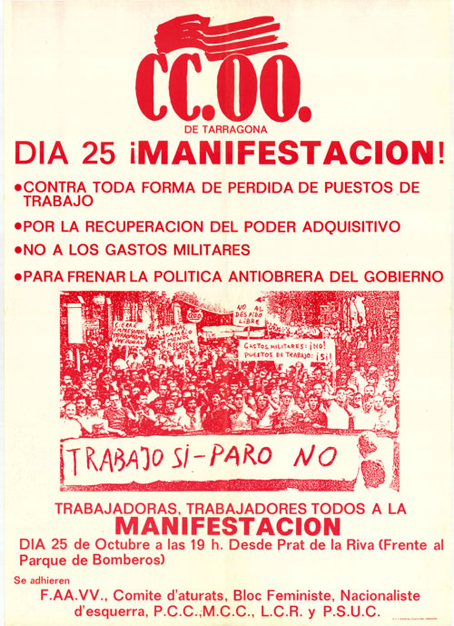 CC.OO. de Tarragona dia 25 ¡manifestación! contra toda forma de pérdida de puestos de trabajo... [...]