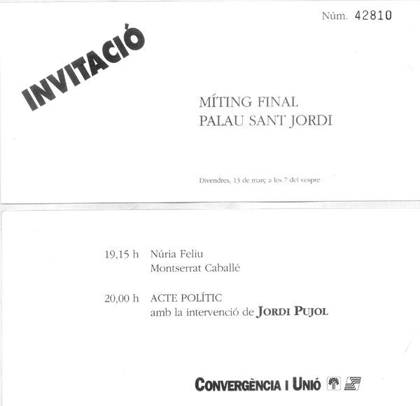 Invitació : míting final Palau Sant Jordi