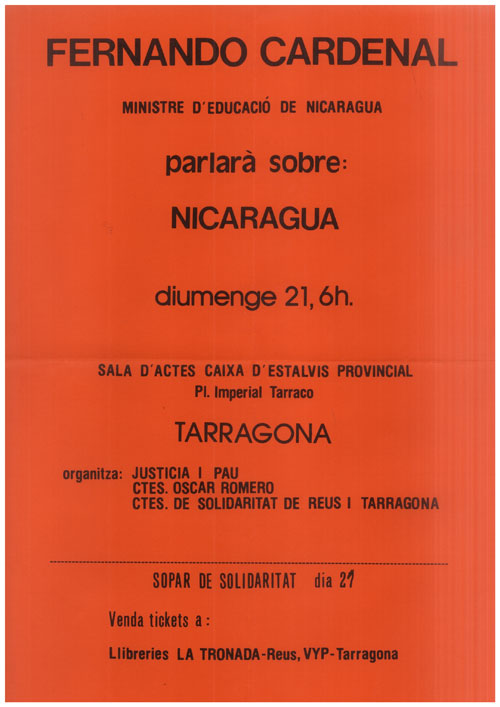 Fernando Cardenal ministre d'educació de Nicaragua parlarà sobre: Nicaragua...  [...]