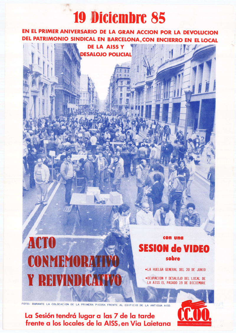 19 diciembre 85 en el primer aniversario de la gran acción por la devolución del patrimonio sindical en Barcelona... [...]