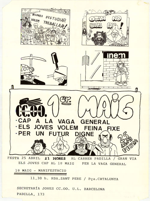 1er maig : cap a la vaga general : els joves volem feina fixe : per un futur digne