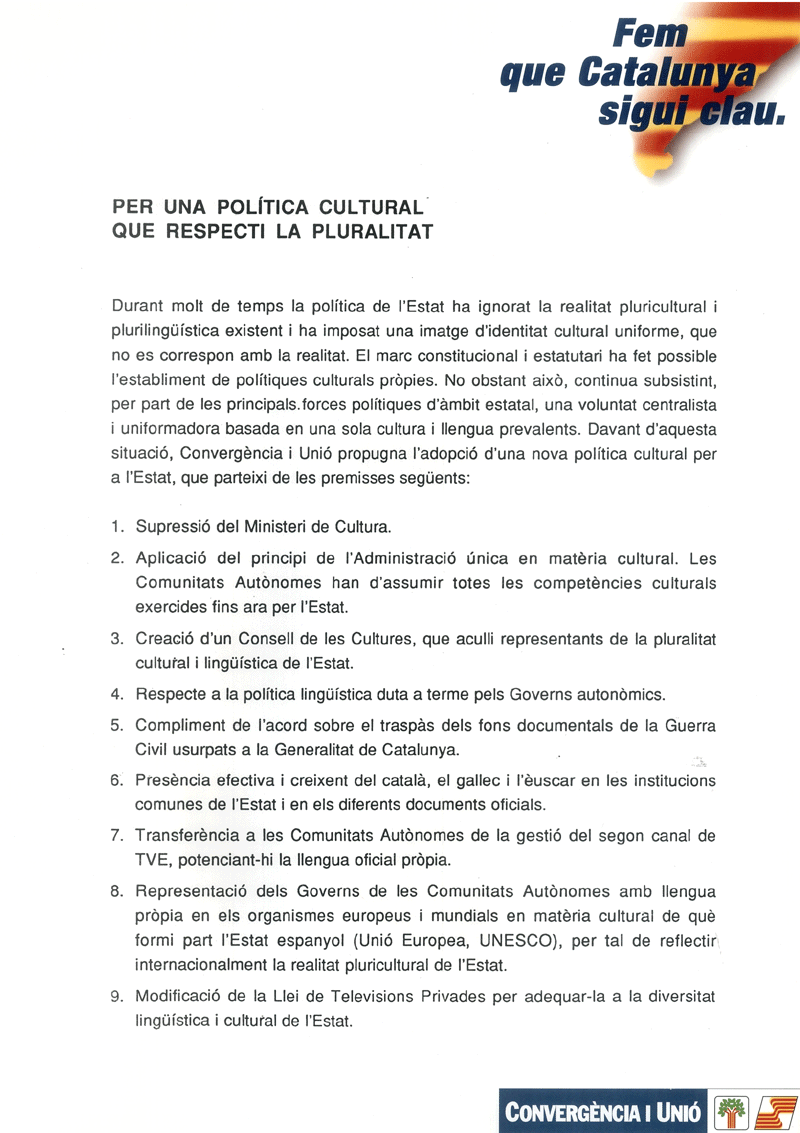 Per una política cultural que respecti la pluralitat