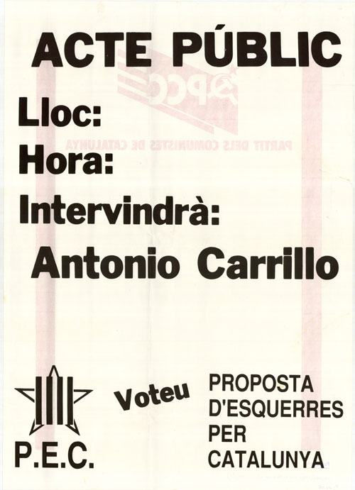 Acte públic Lloc: Hora: Intervindrà: Antonio Carrillo