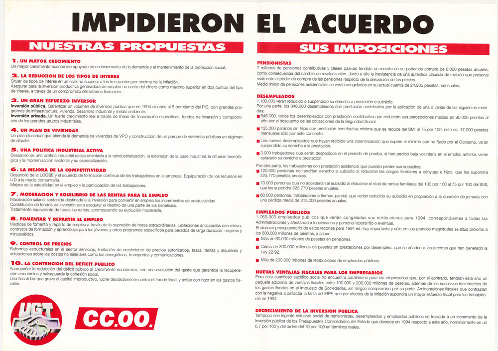 Impidieron el acuerdo : nuestras propuestas : sus imposiciones